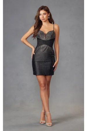 Black Bridesmaid Dresses-Inexpensive Heat Stone Short by Juliet JT911A