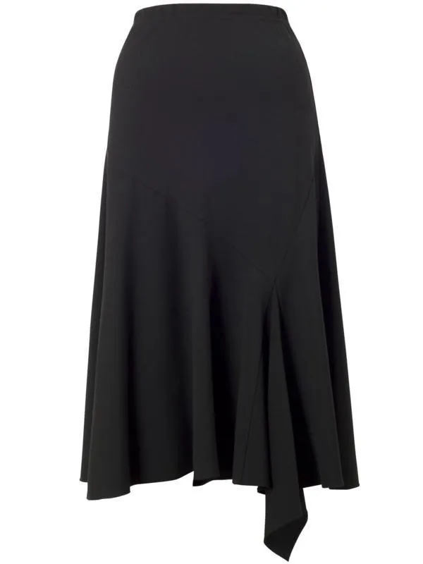 Black Flared Moss Crepe Skirt