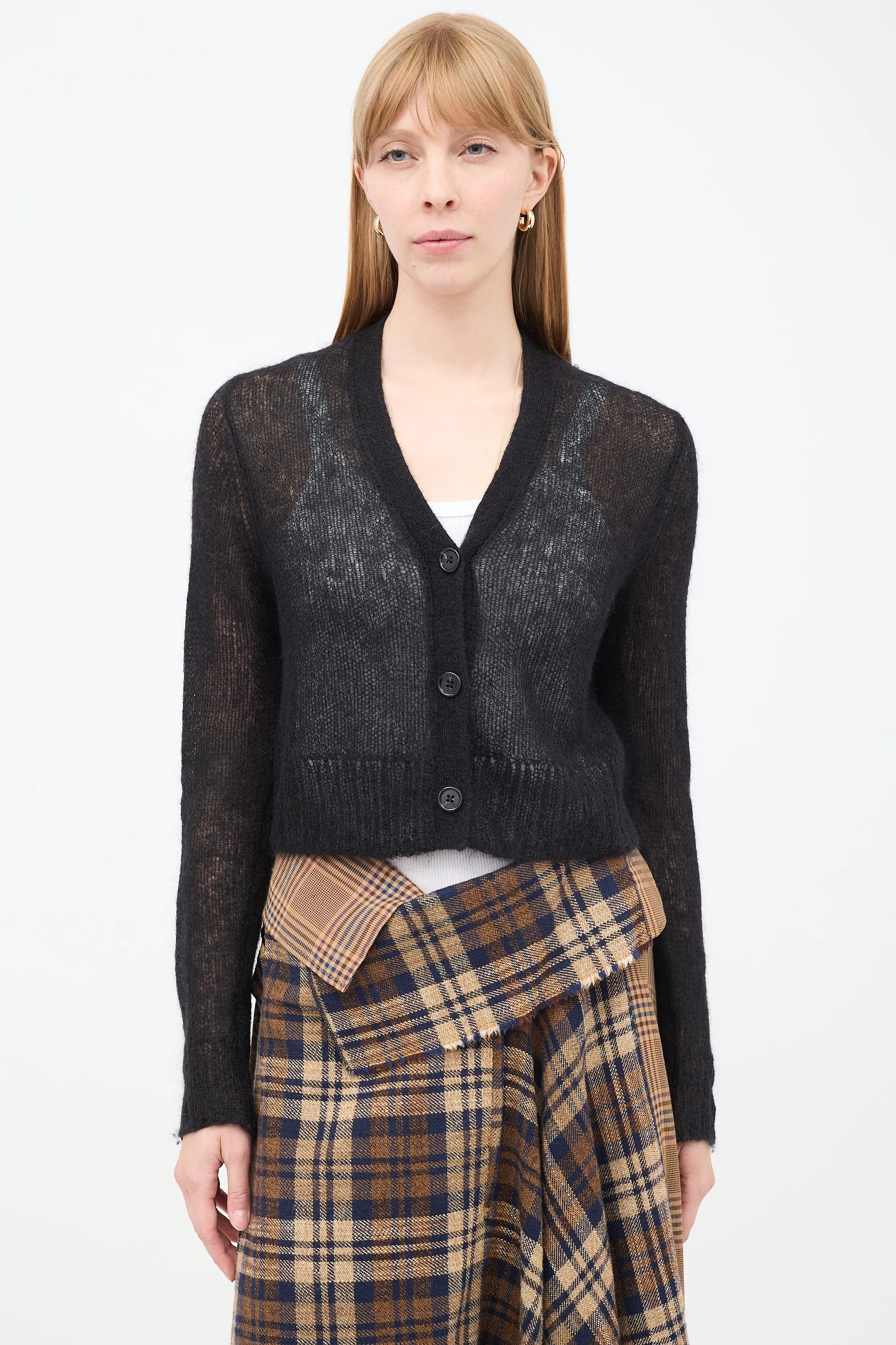 Black Mohair Cropped Cardigan