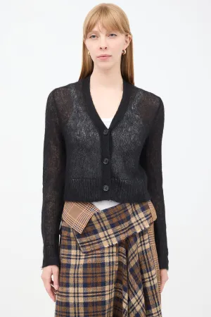 Black Mohair Cropped Cardigan