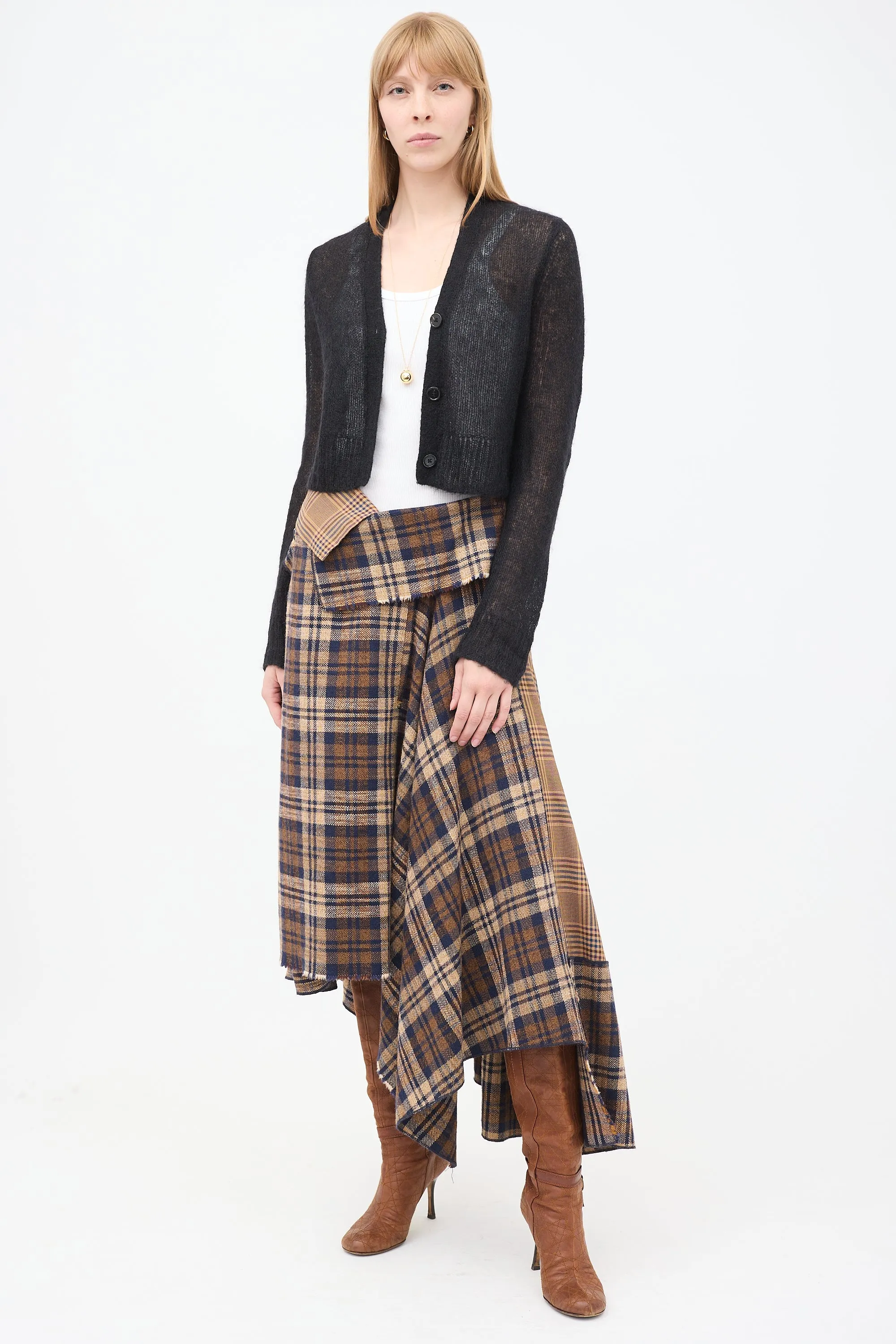 Black Mohair Cropped Cardigan