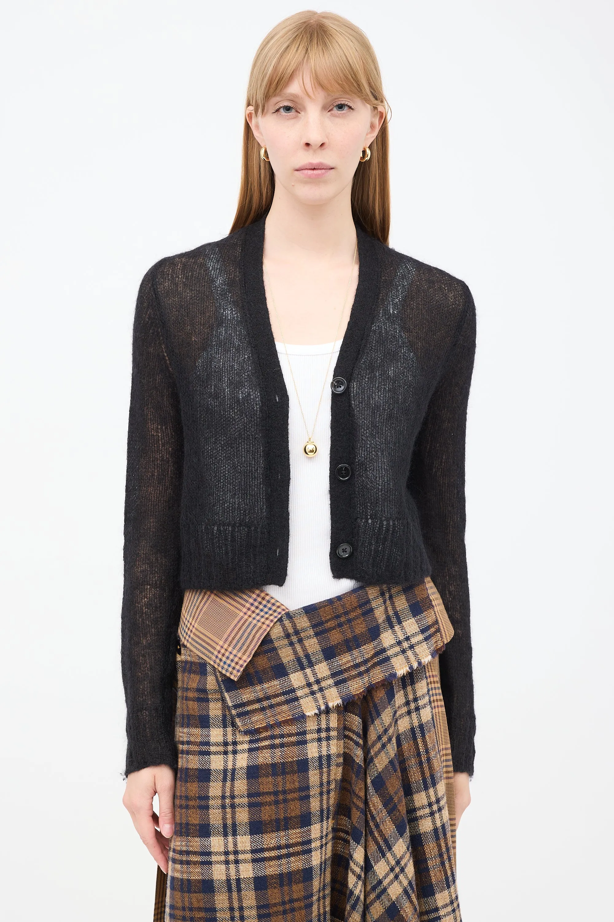 Black Mohair Cropped Cardigan