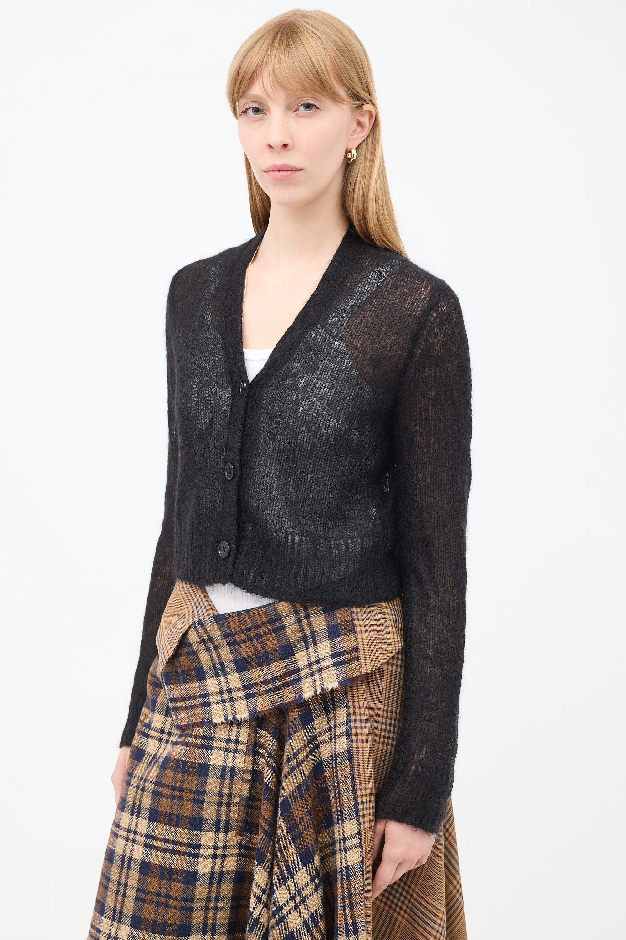 Black Mohair Cropped Cardigan