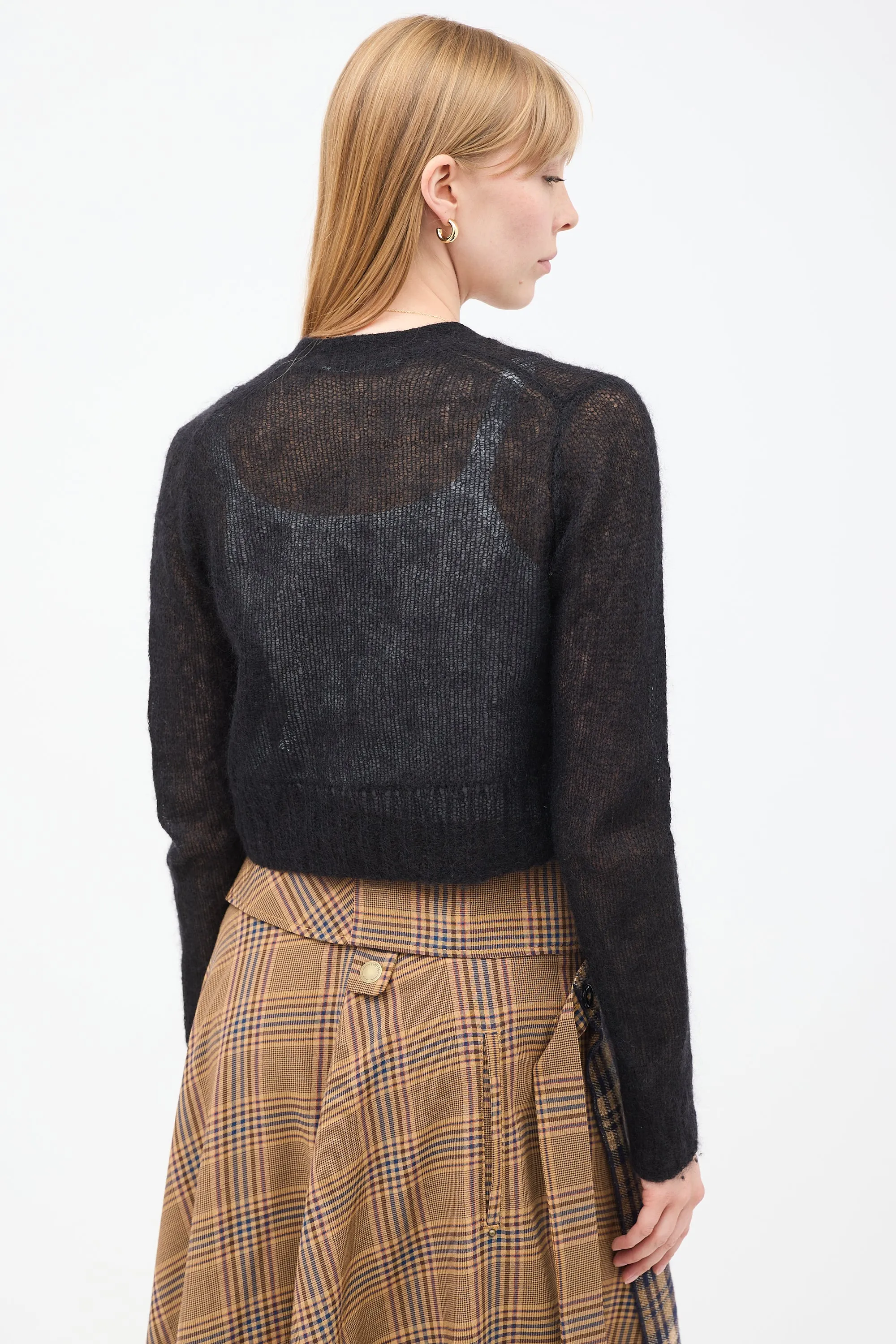 Black Mohair Cropped Cardigan