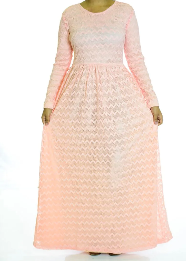 Blush Chevron Lace dress