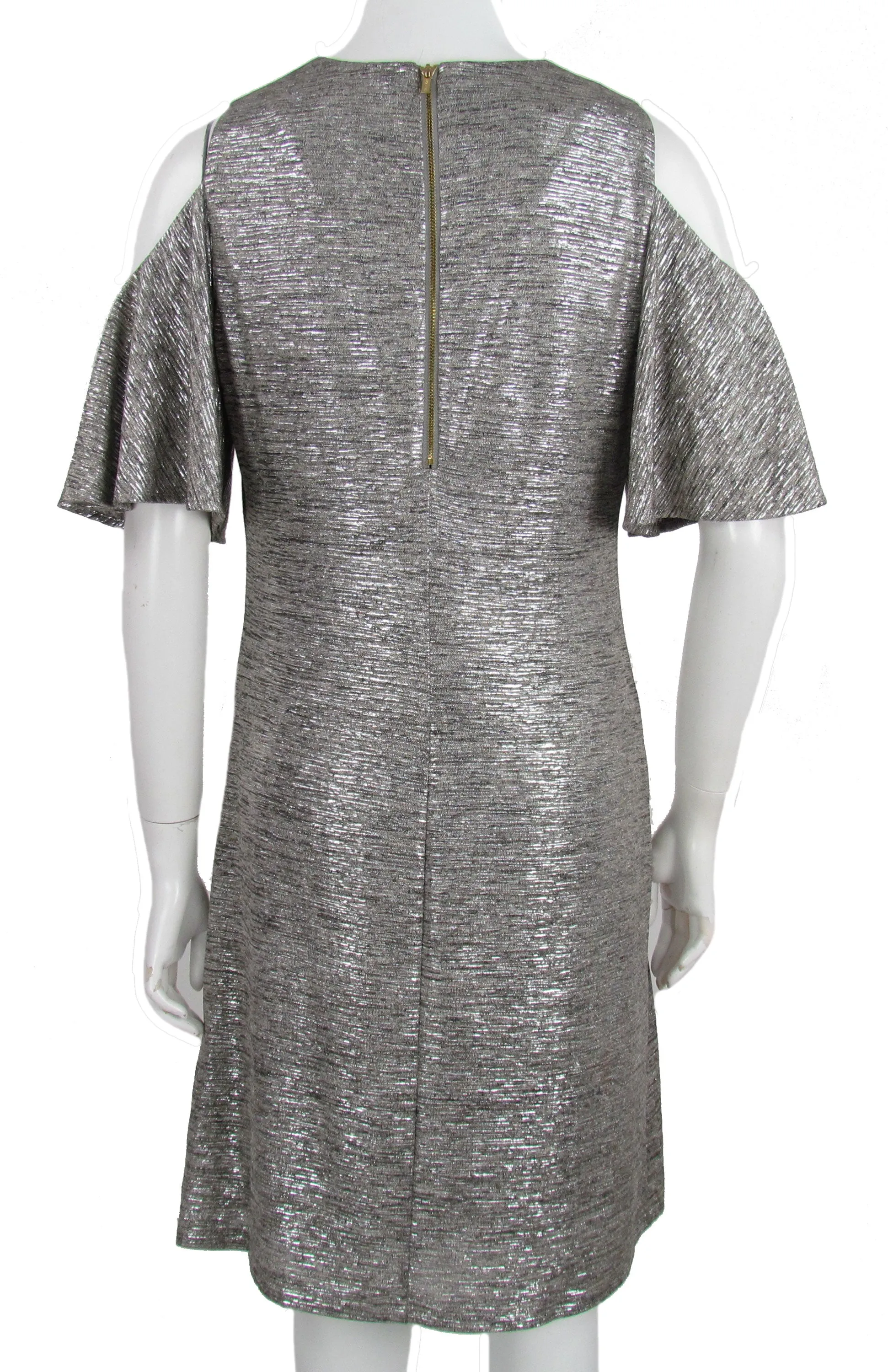 Calvin Klein Women's Cold Shoulder Metallic Dress Silver Size 4