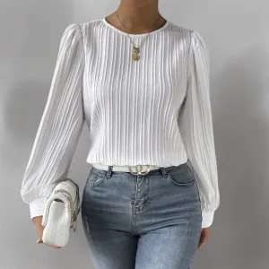 Carly  Pleated Long-Sleeve Blouse