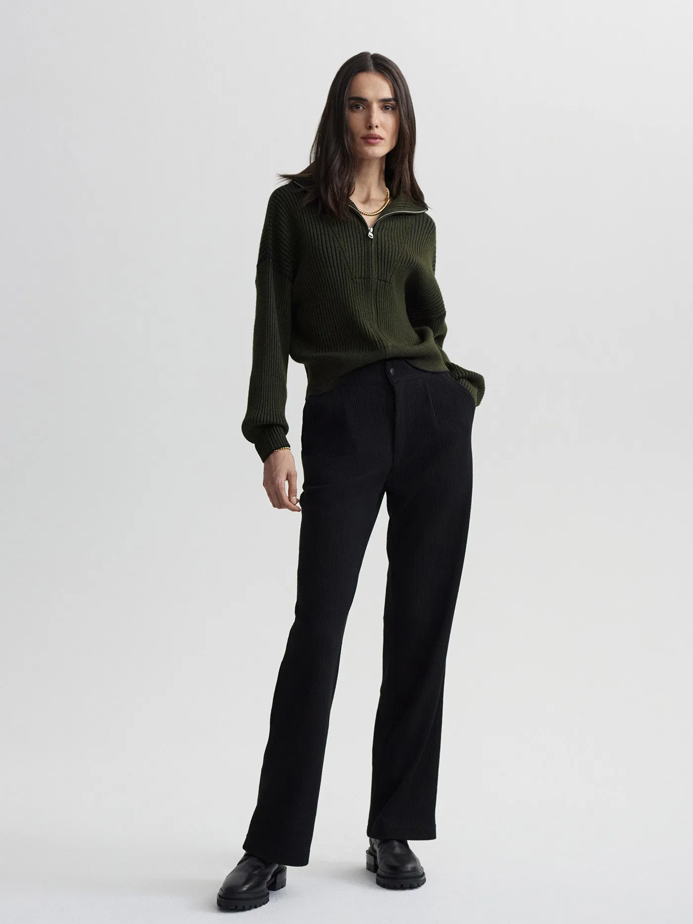 Carmen Zip-Through Rib Knit