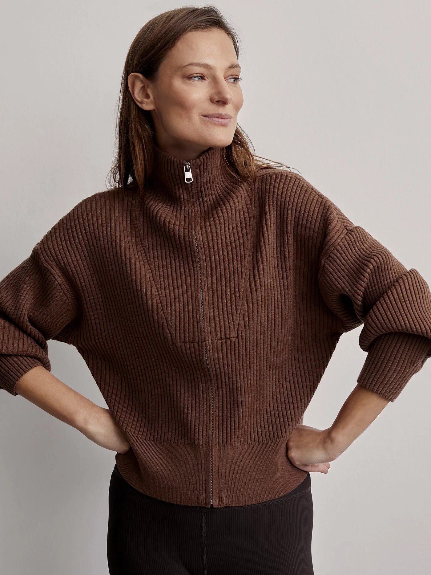 Carmen Zip-Through Rib Knit