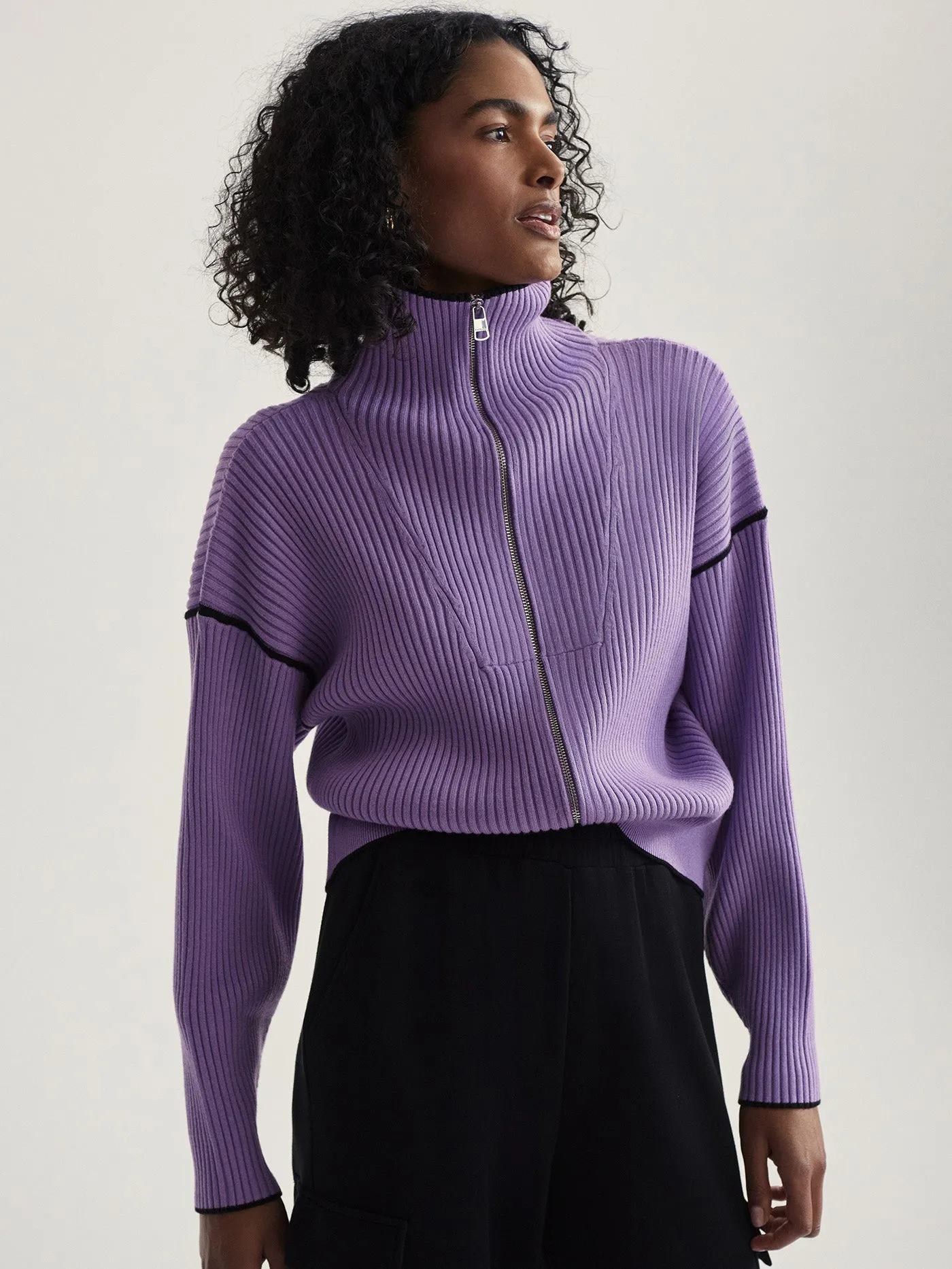 Carmen Zip-Through Rib Knit