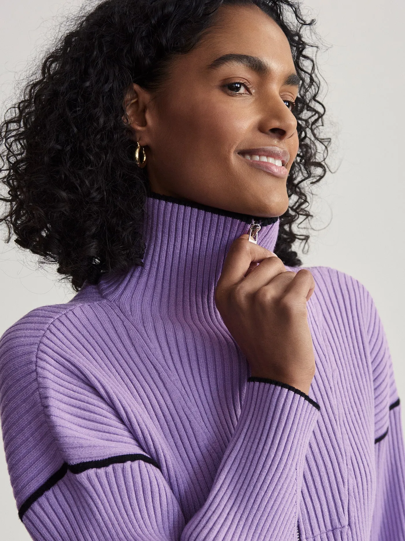 Carmen Zip-Through Rib Knit