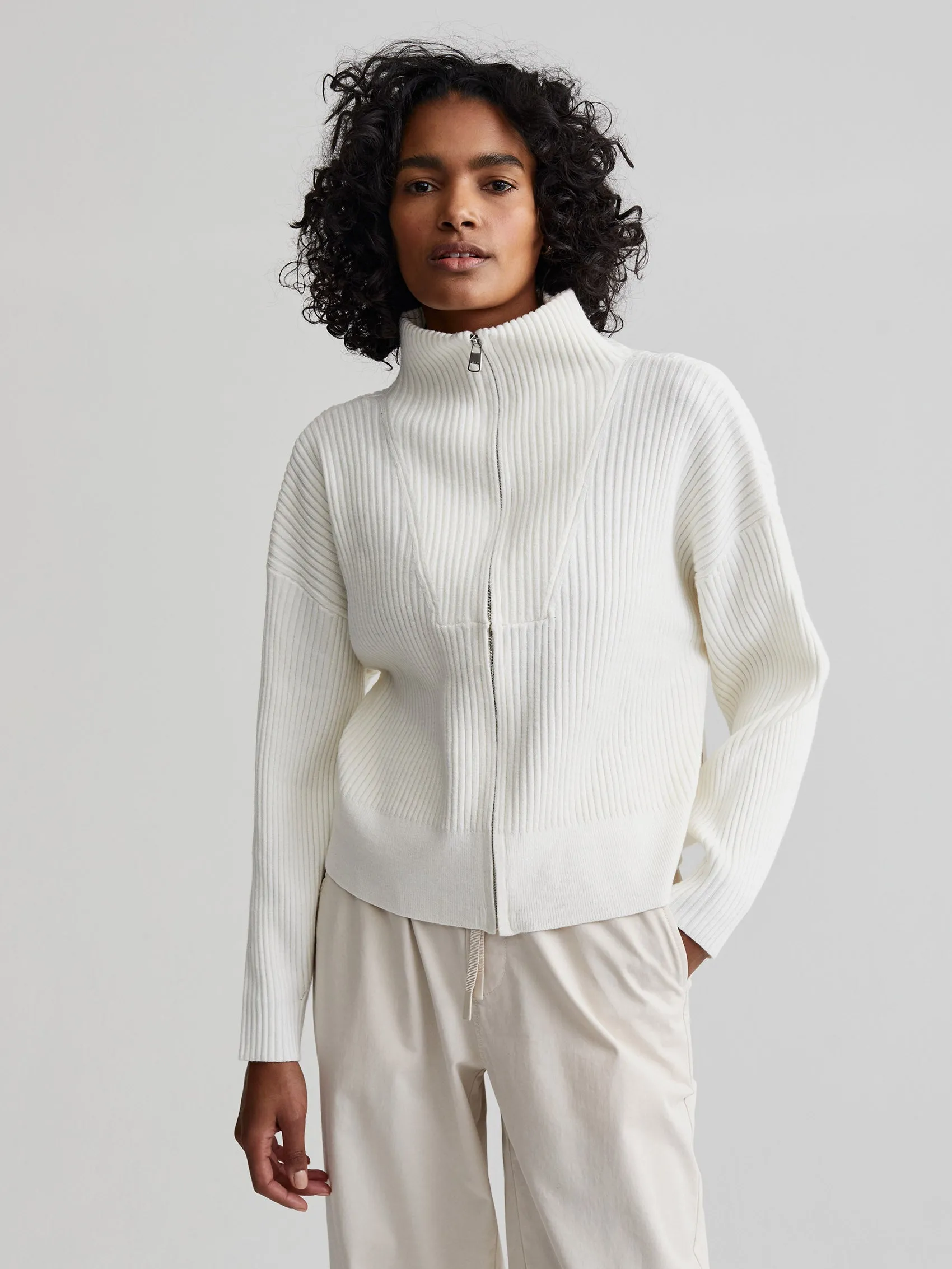 Carmen Zip-Through Rib Knit