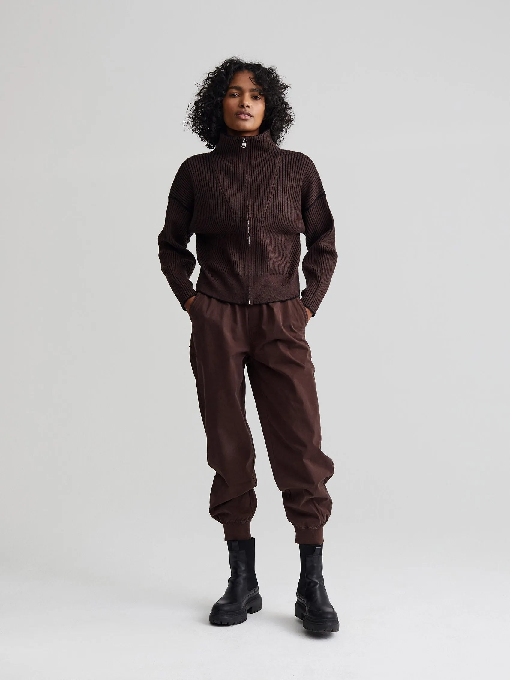 Carmen Zip-Through Rib Knit