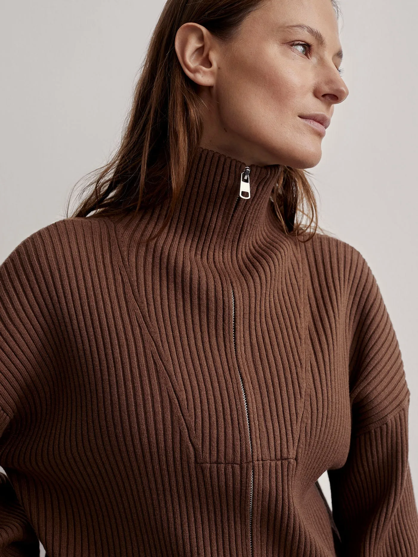 Carmen Zip-Through Rib Knit