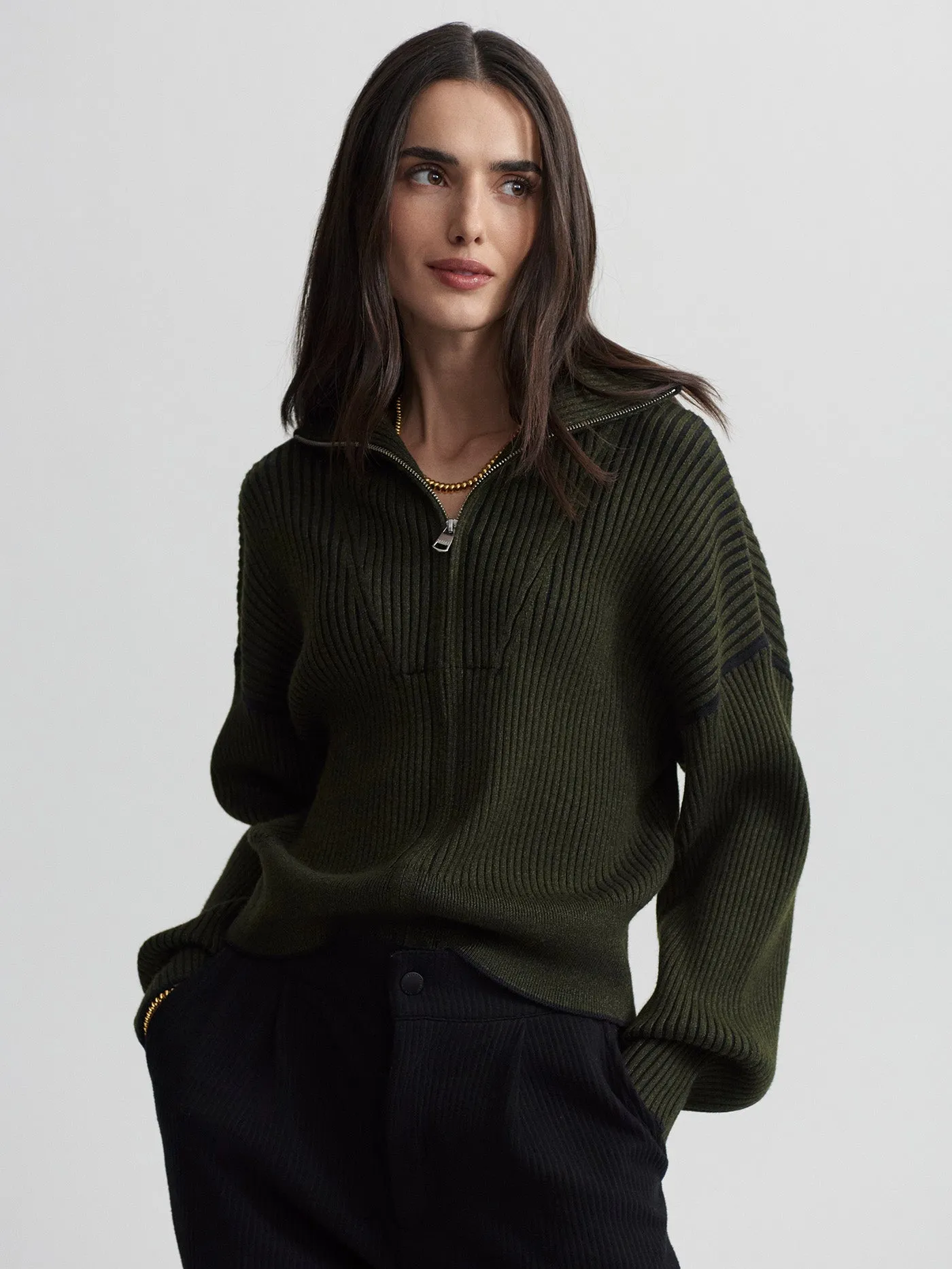 Carmen Zip-Through Rib Knit
