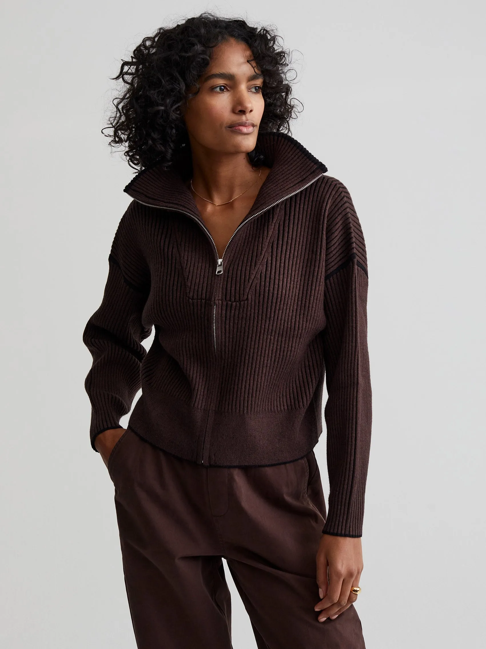 Carmen Zip-Through Rib Knit