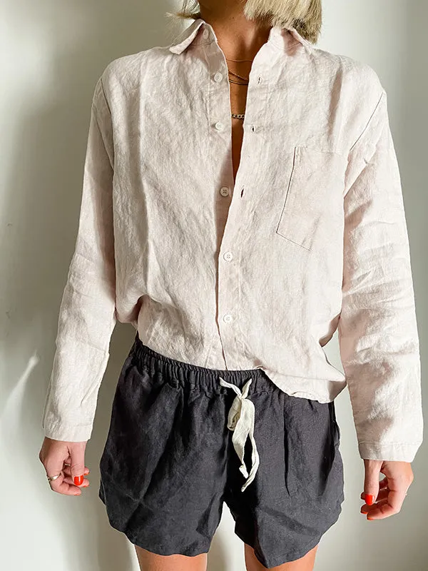 Charcoal French Linen Shorts