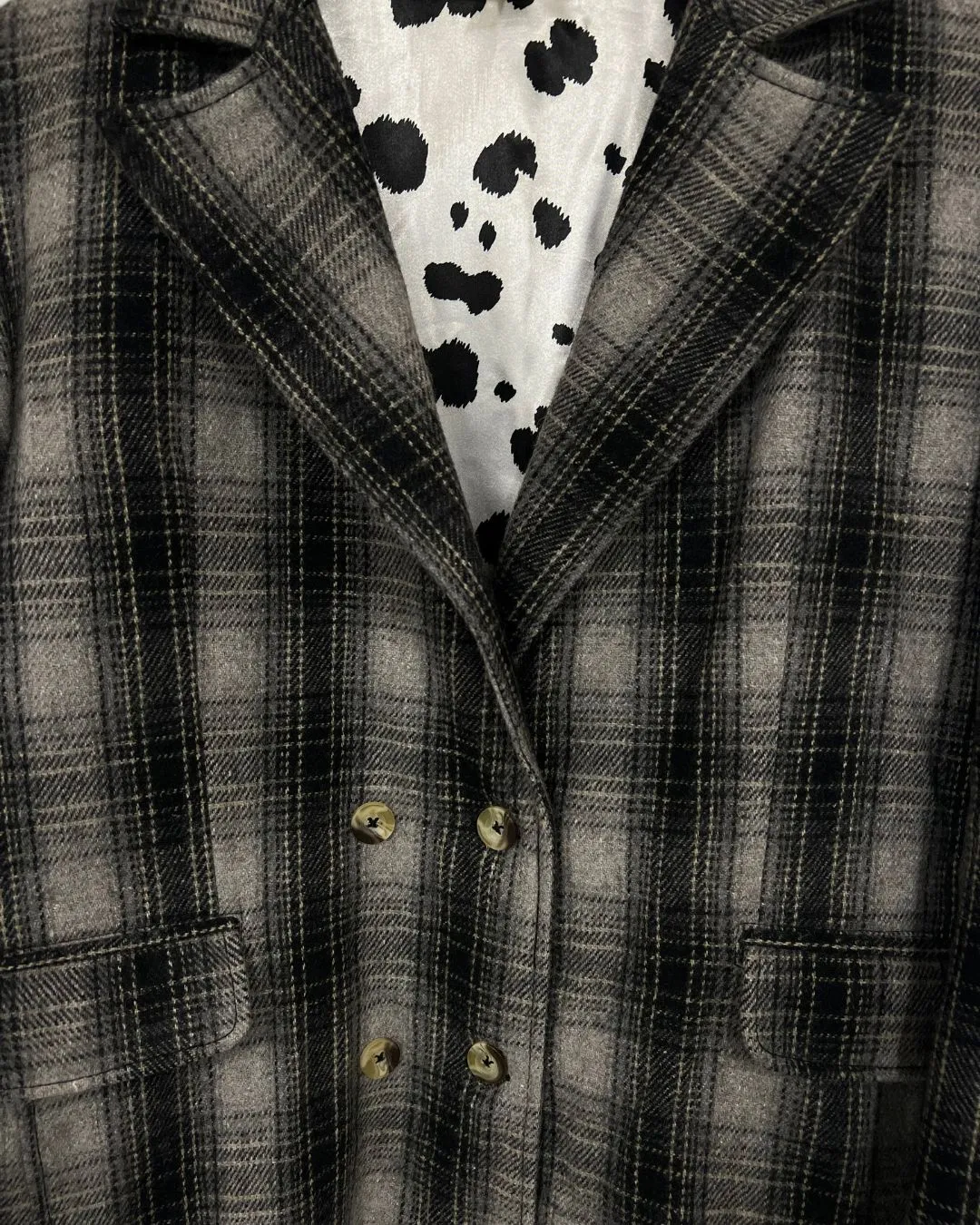 Checked wool coat