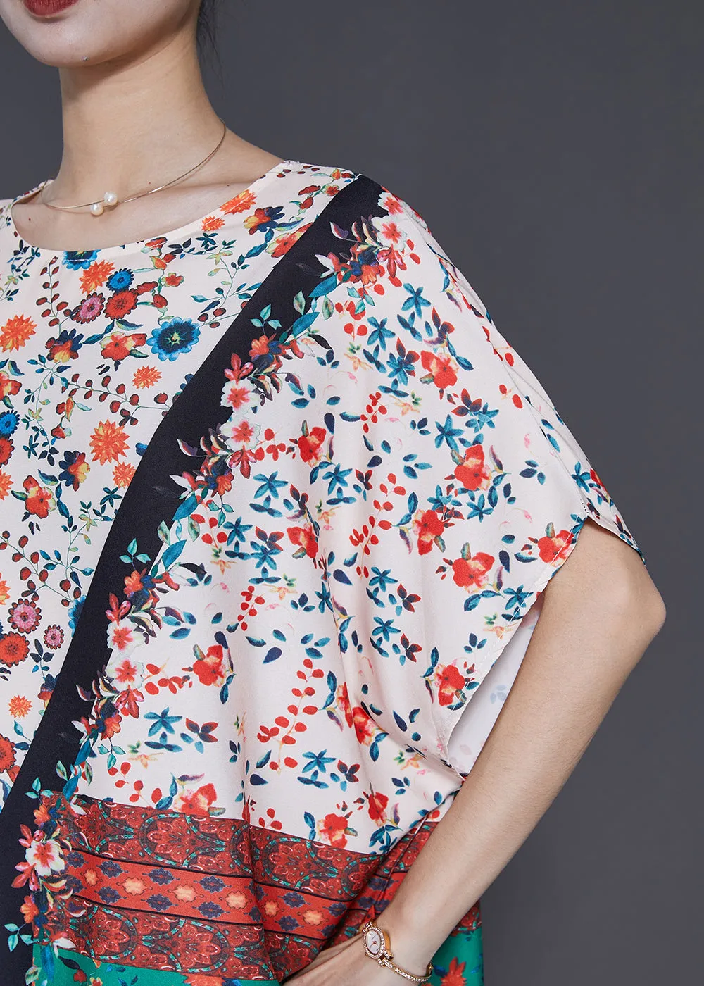 Chic Colorblock Oversized Print Cotton Dress Summer