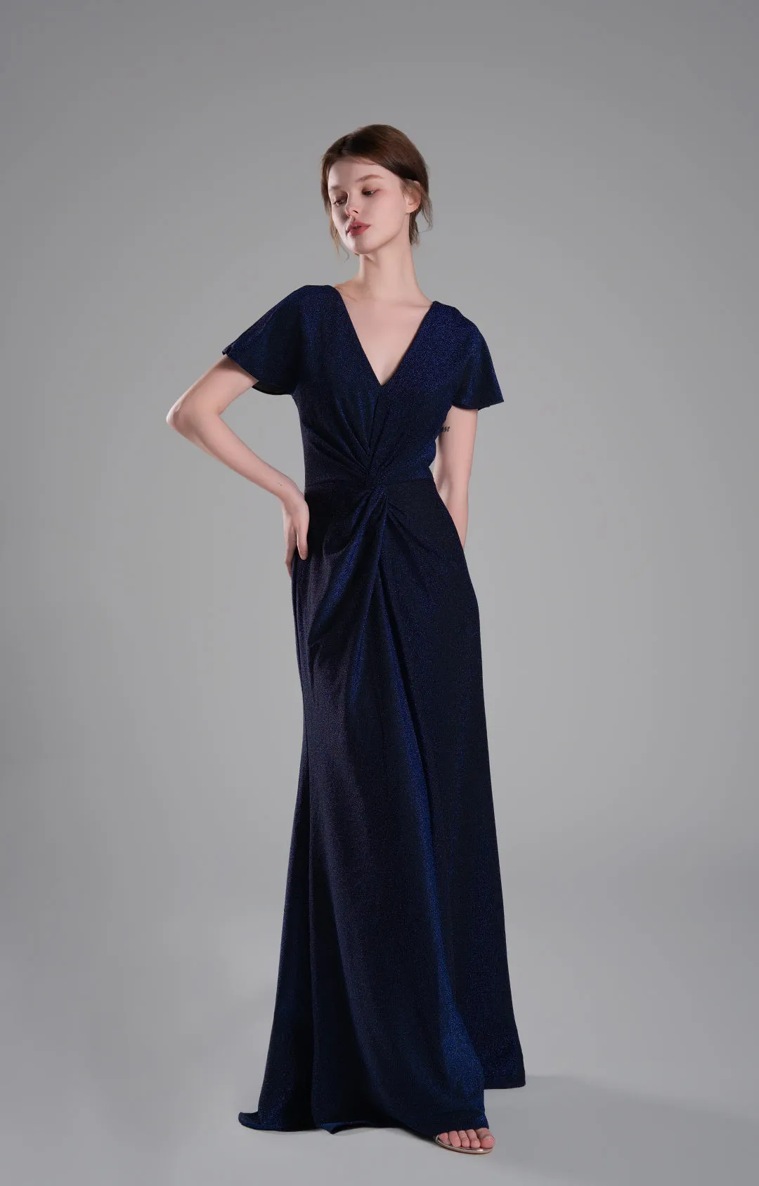Chic Draped V-Neckline Twisted Waist A-line Dresses