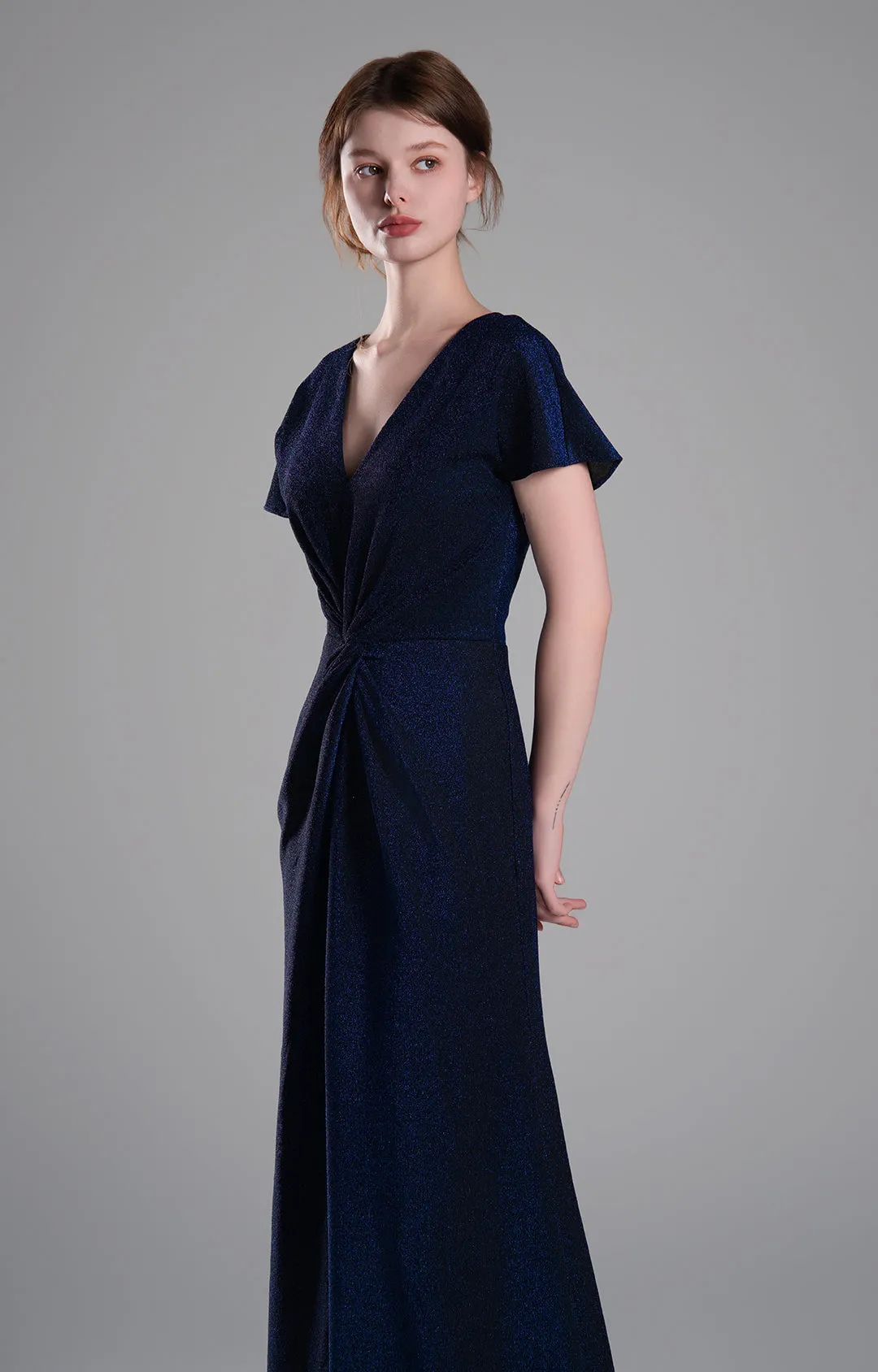 Chic Draped V-Neckline Twisted Waist A-line Dresses