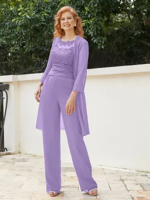 Chic Lace Top Pant Suit with Jacket Tahiti