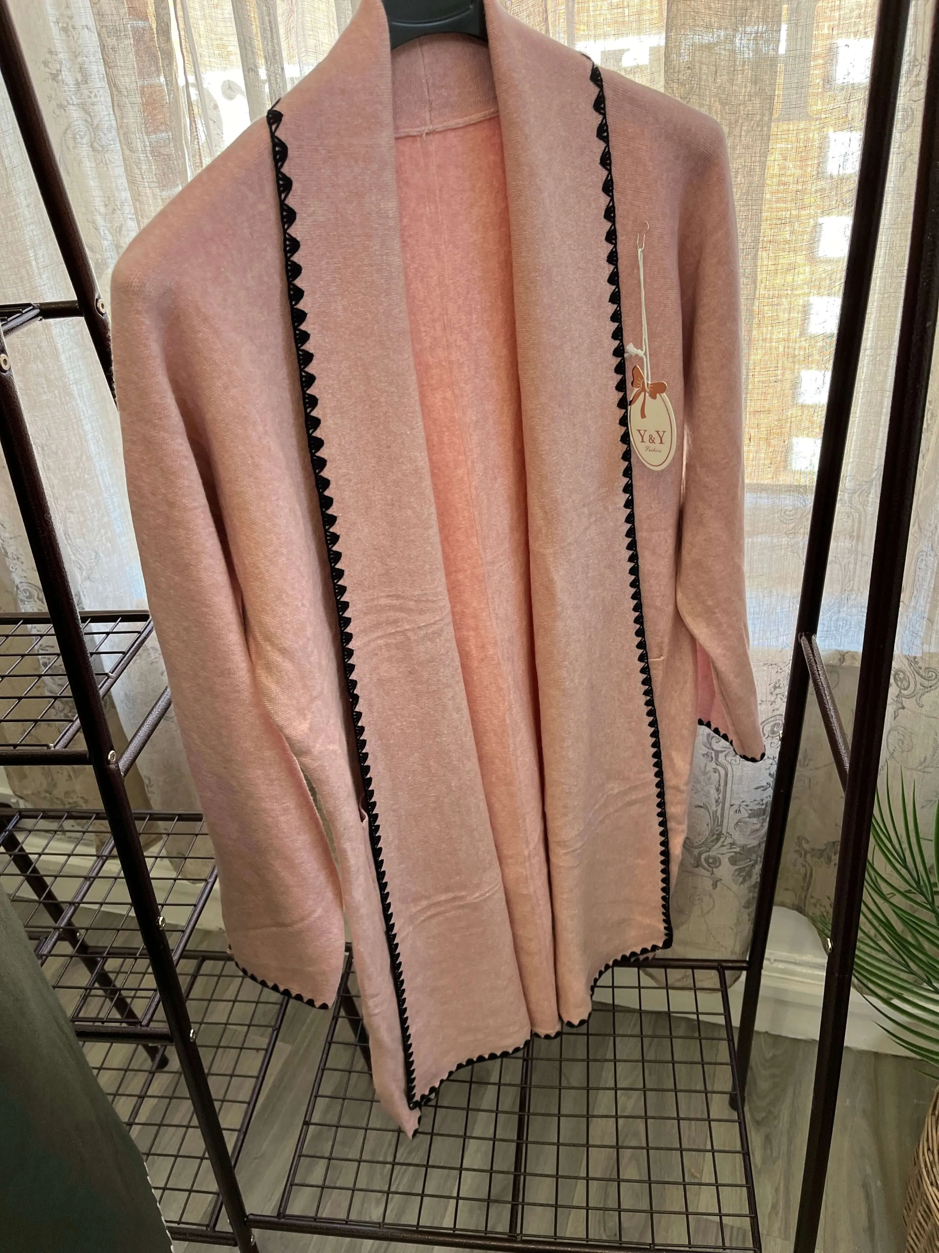 Contrast Stitch Edge To Edge Cardigan
