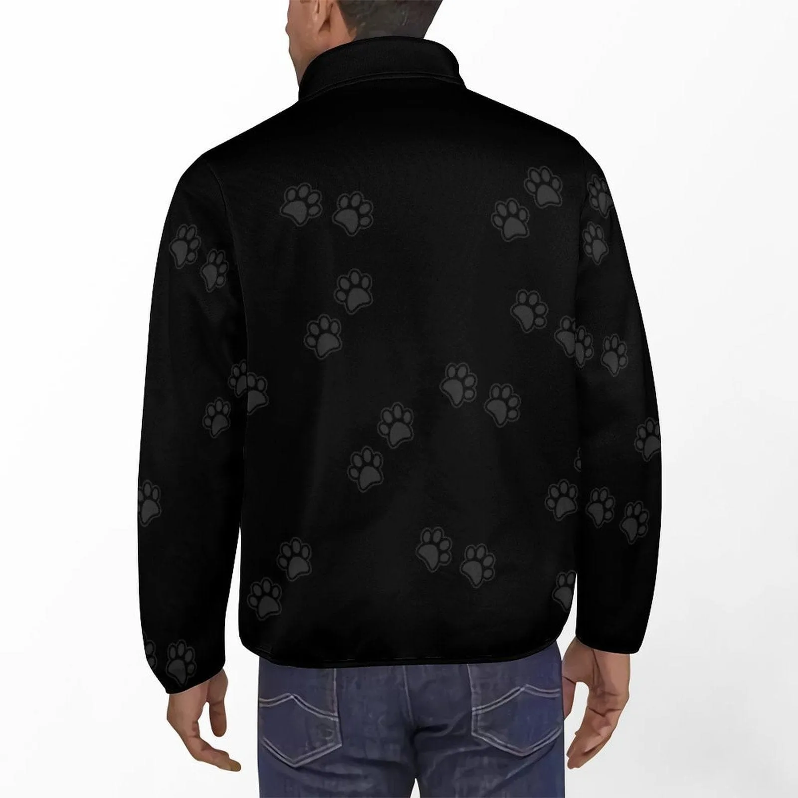 Custom Face Pet Dog Paw Print Loose Sweatshirts Personalized Men's Stand Collar Sweatshirts