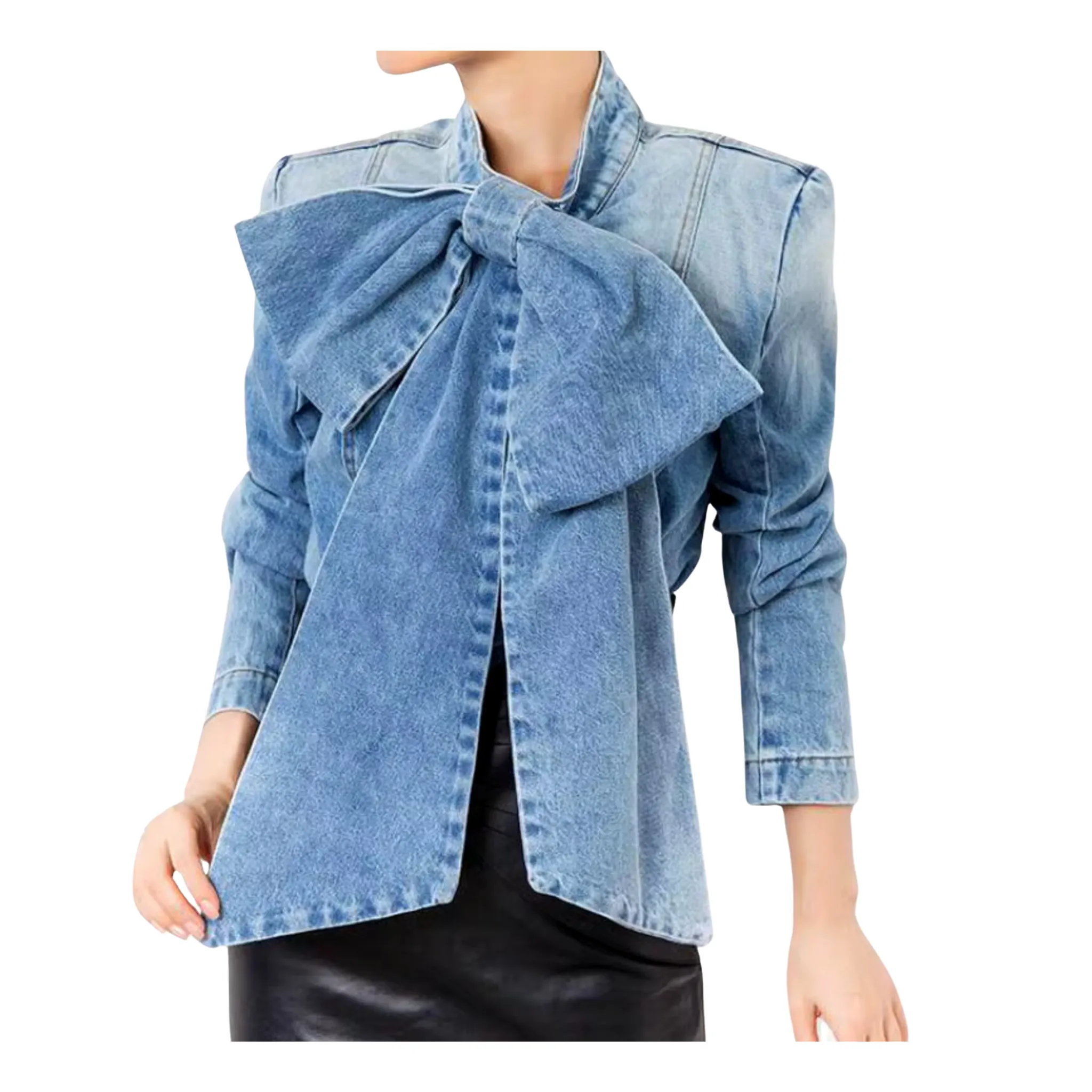 Denim Bow Blouse