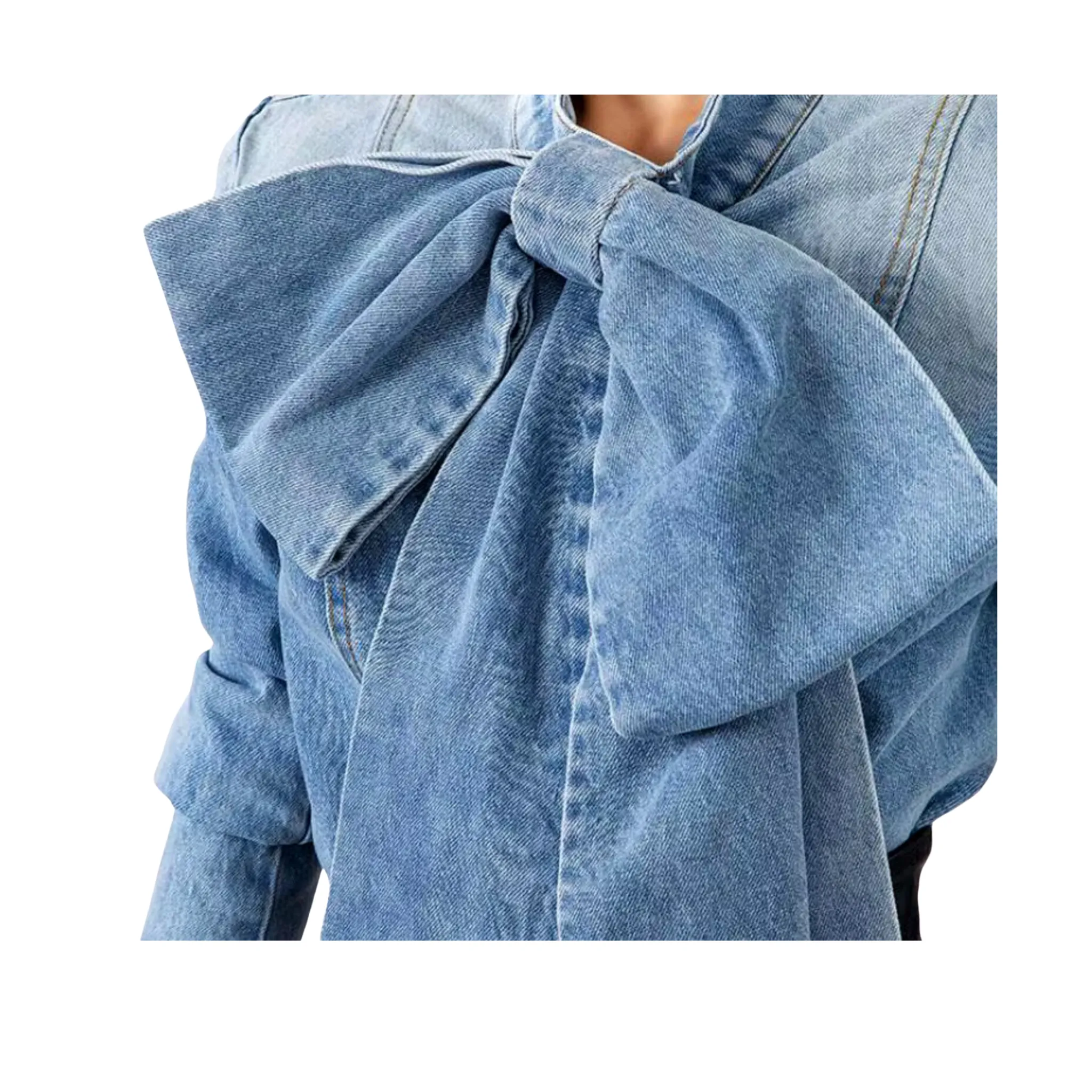 Denim Bow Blouse