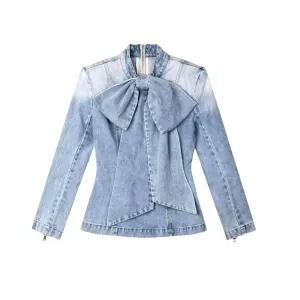 Denim Bow Blouse