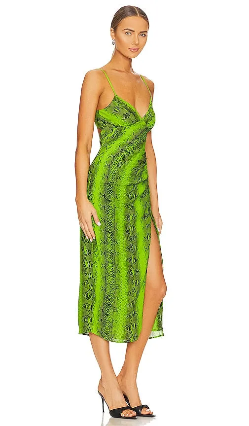 Essentiel Antwerp Donatella High Slit Slip Dress in Green