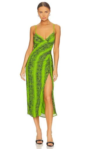 Essentiel Antwerp Donatella High Slit Slip Dress in Green