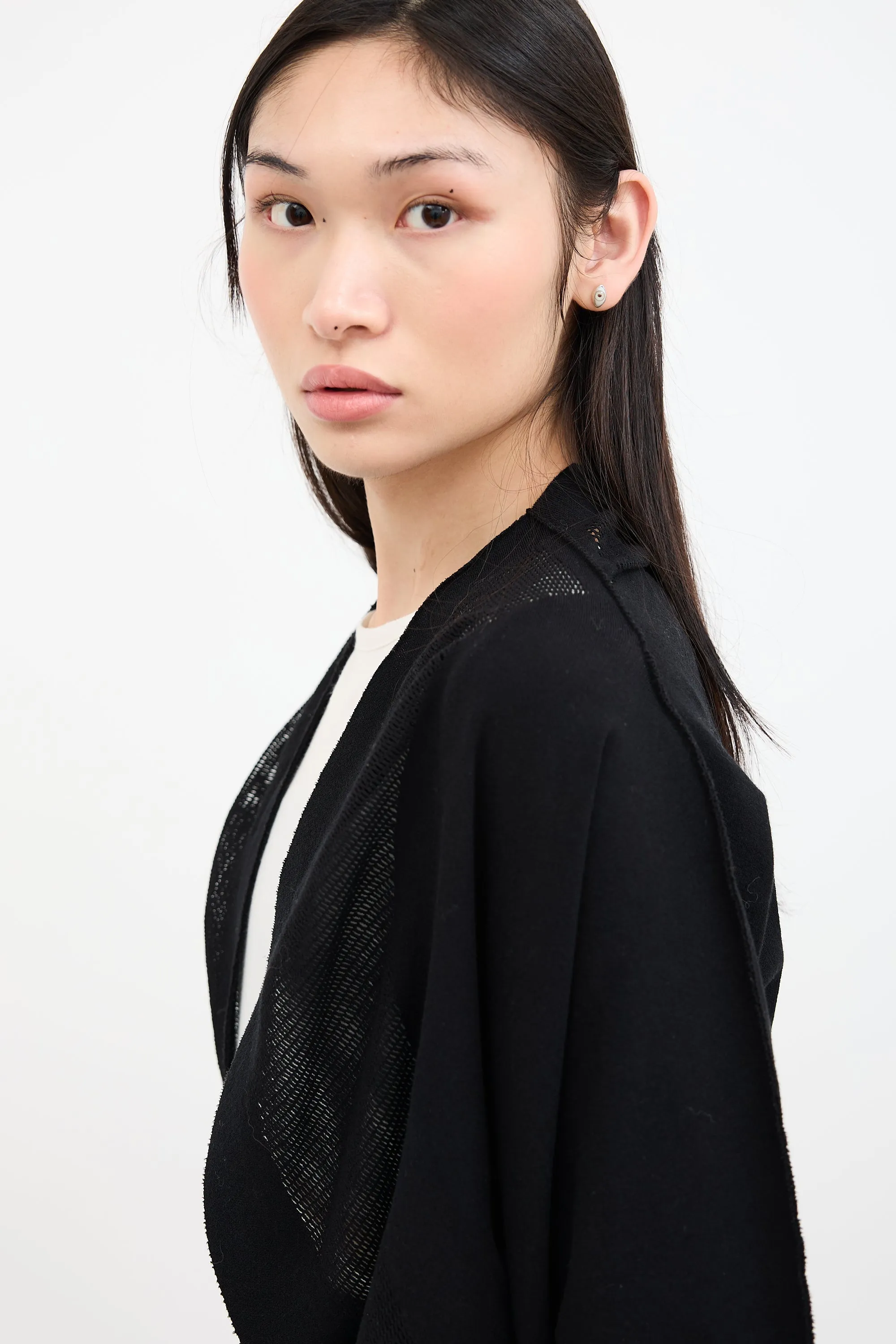Fete Black Cropped Cardigan