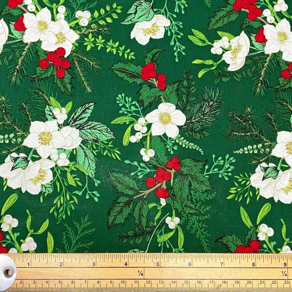 Floral Mistletoe Cotton Fabric
