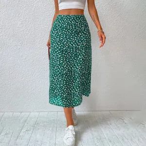 Floral Split Thigh Skirt