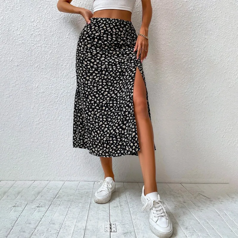 Floral Split Thigh Skirt