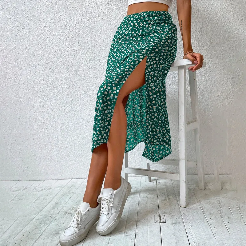 Floral Split Thigh Skirt