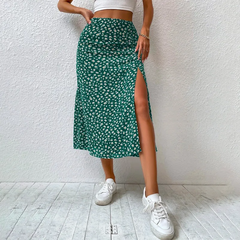 Floral Split Thigh Skirt