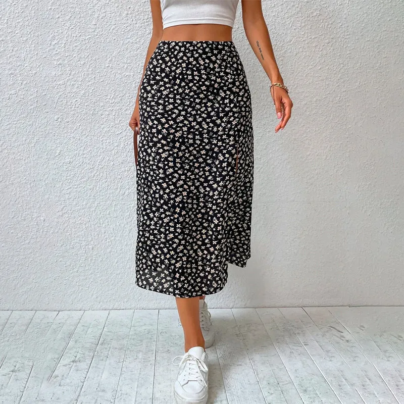 Floral Split Thigh Skirt