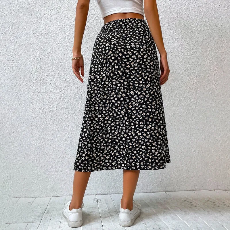 Floral Split Thigh Skirt