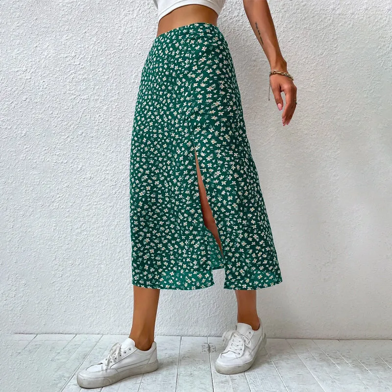Floral Split Thigh Skirt