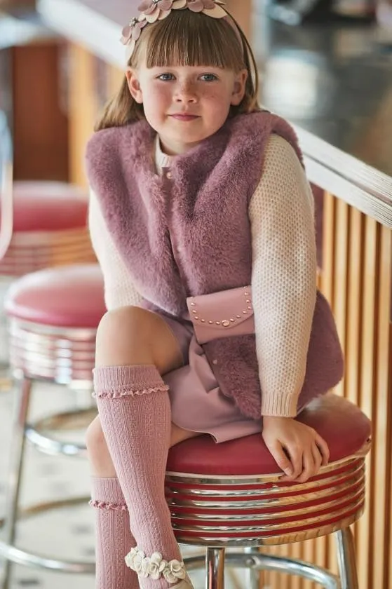 girls fur vest with belt