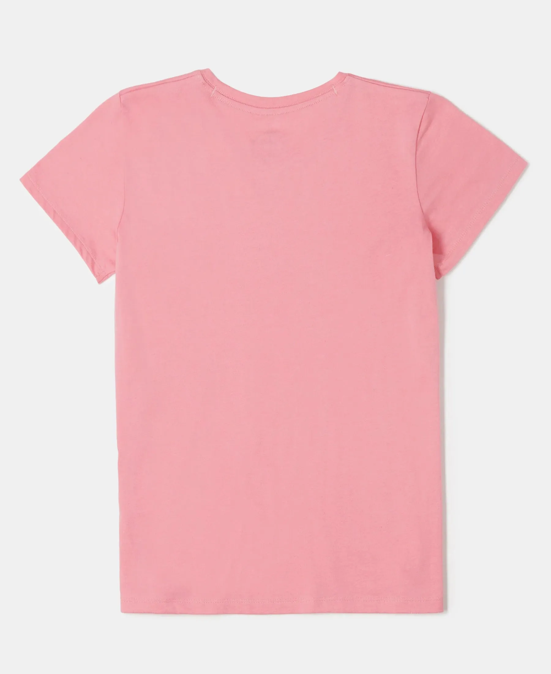 Girl's Super Combed Cotton Short Sleeve T-Shirt and Printed Shorts Set - White-Flamingo Pink