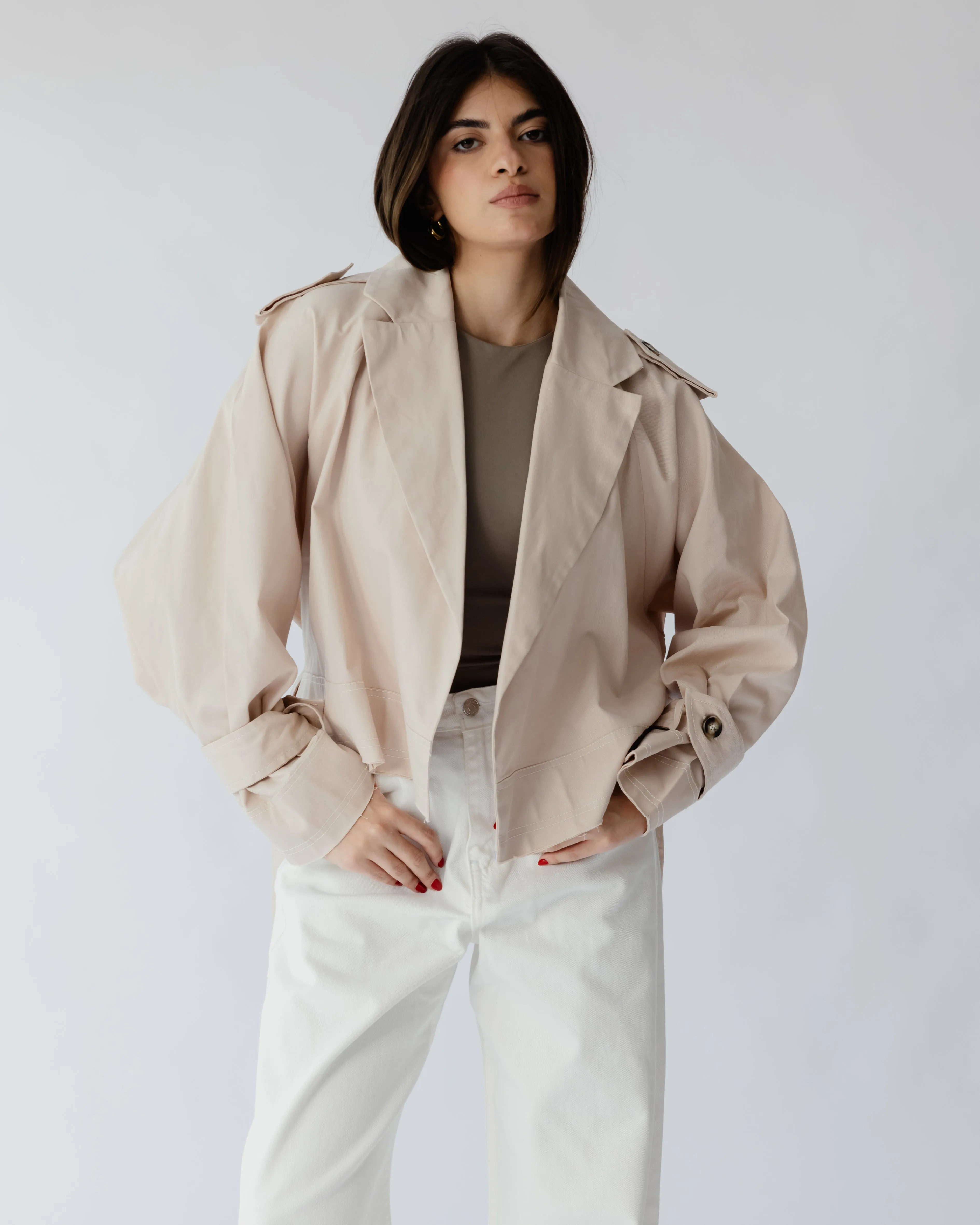 Hit The City Trench Jacket in Beige