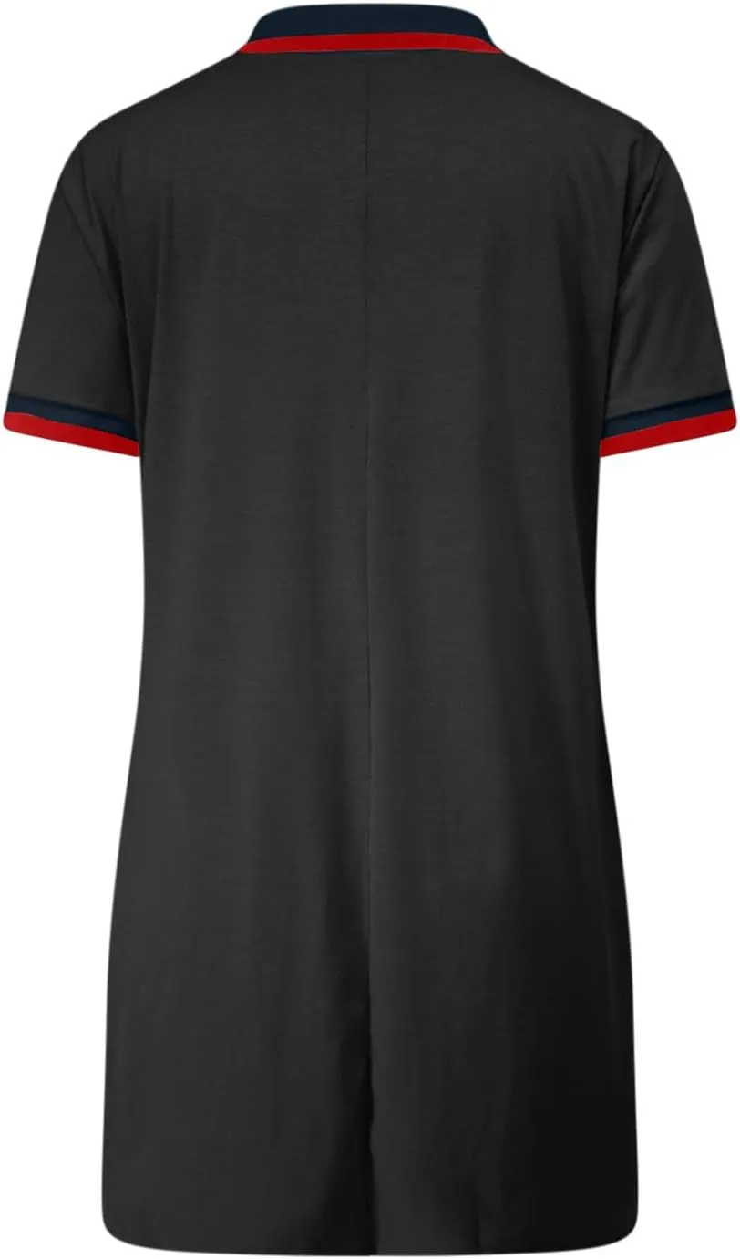 hlysgo Mini Dresses for Women 2025 Summer Casual Short Sleeve V Neck Tennis Dresses Trendy Short T-Shirt Dress with Pockets