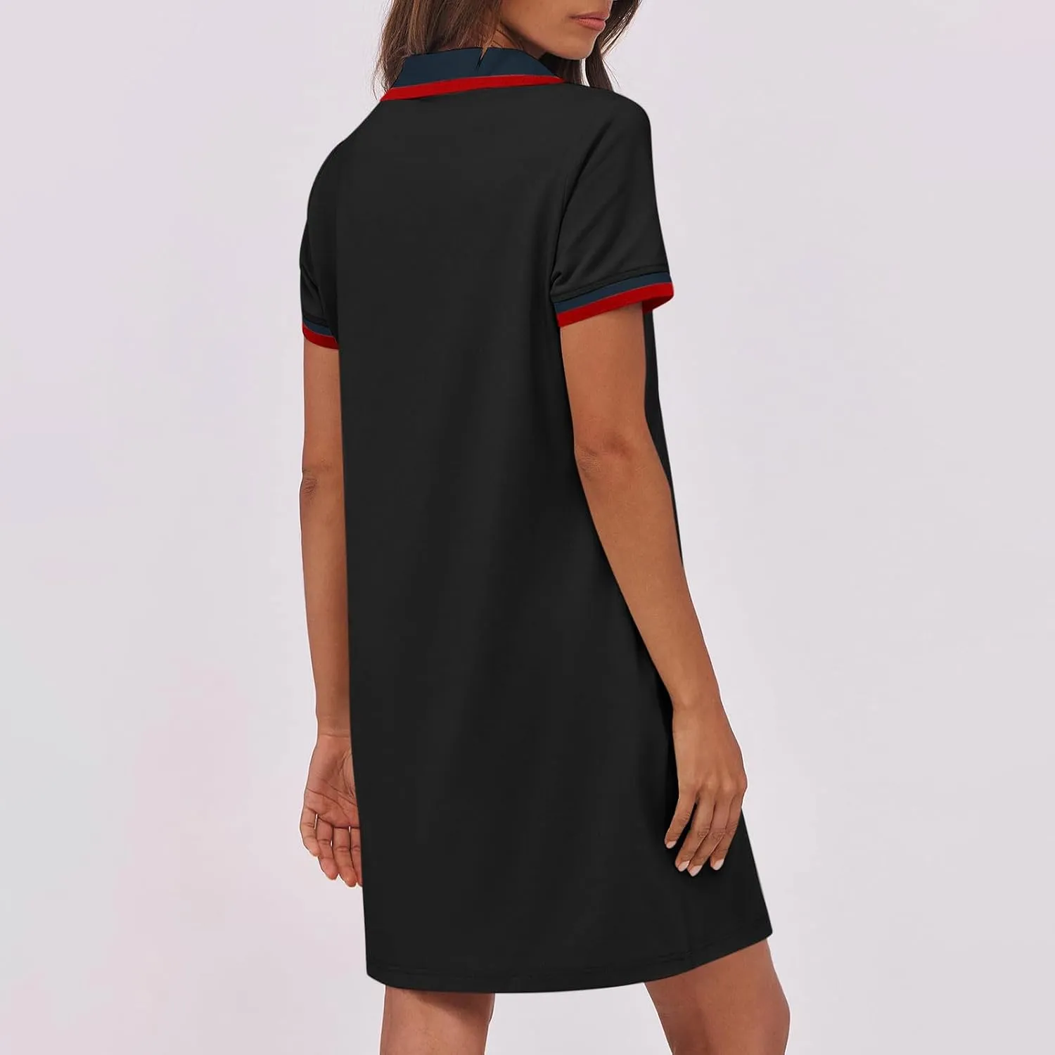 hlysgo Mini Dresses for Women 2025 Summer Casual Short Sleeve V Neck Tennis Dresses Trendy Short T-Shirt Dress with Pockets