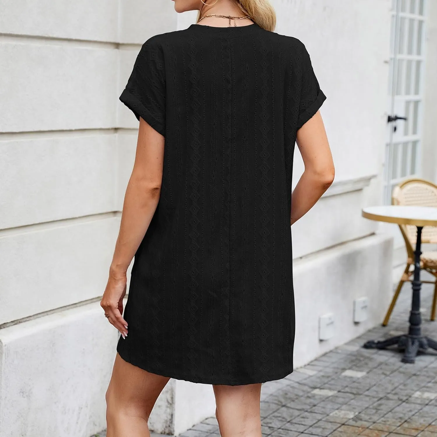 hlysgo T-Shirt Dresses for Women 2025 Summer Short Sleeve Crew Neck Mini Dress Casual Loose Fit Going Out Dress with Pockets