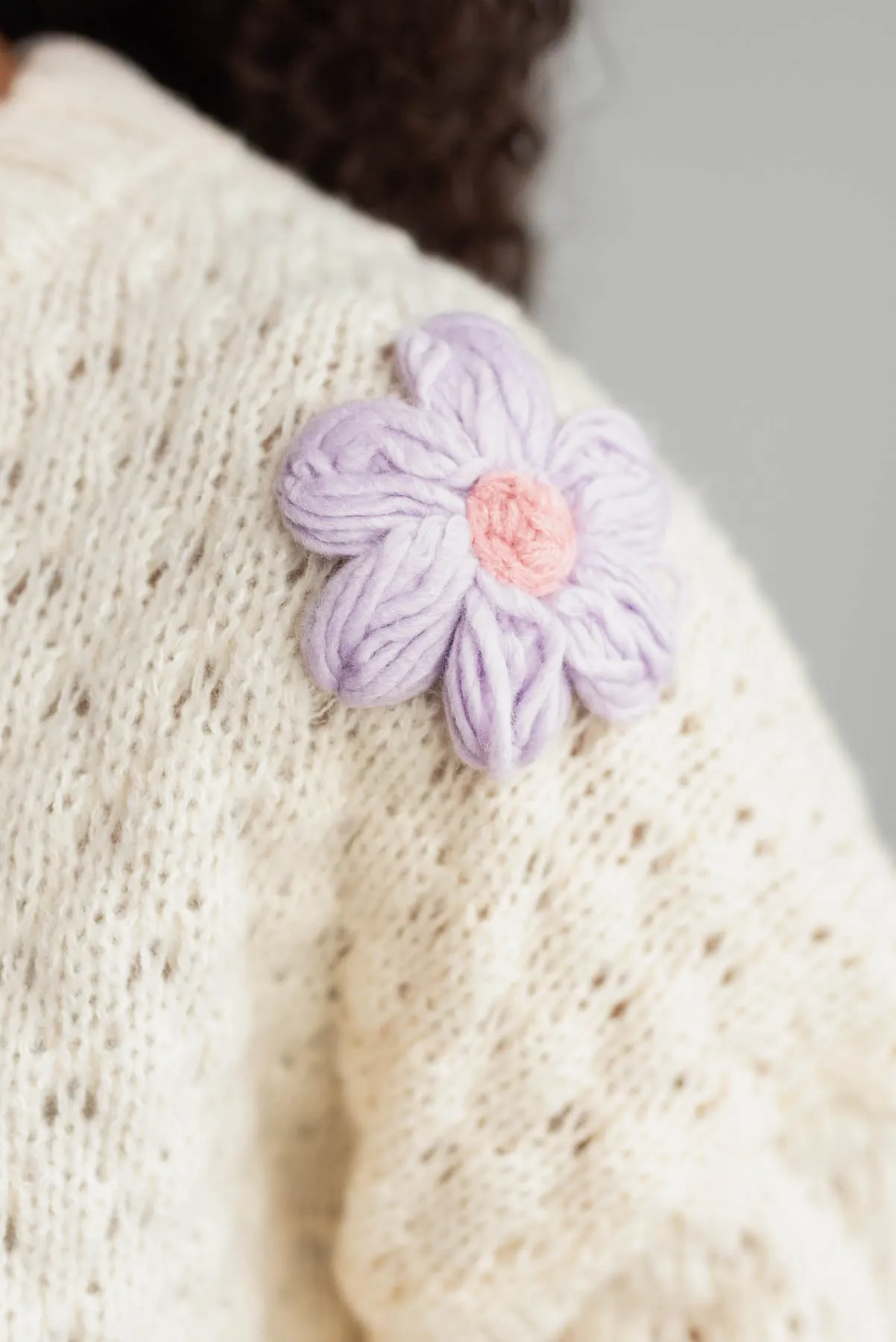 Ilsa Cream Knit Flower Sweater
