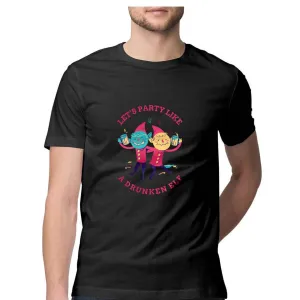 Let's Party Like A Drunken Elf Round Neck T-Shirt